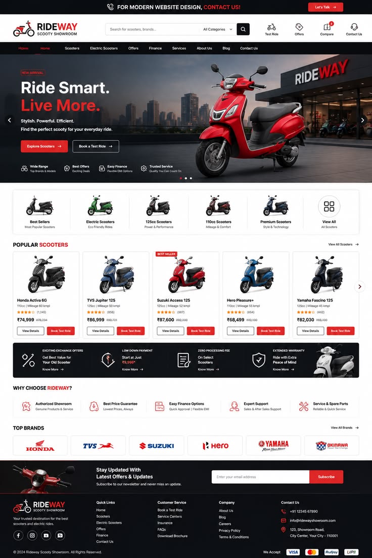 Rideway Scooter Showroom website design preview